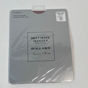 Silky Sheer Support Thigh‎ Highs Comfort Stay Up Band Beige 9-12 Tall Hosiery